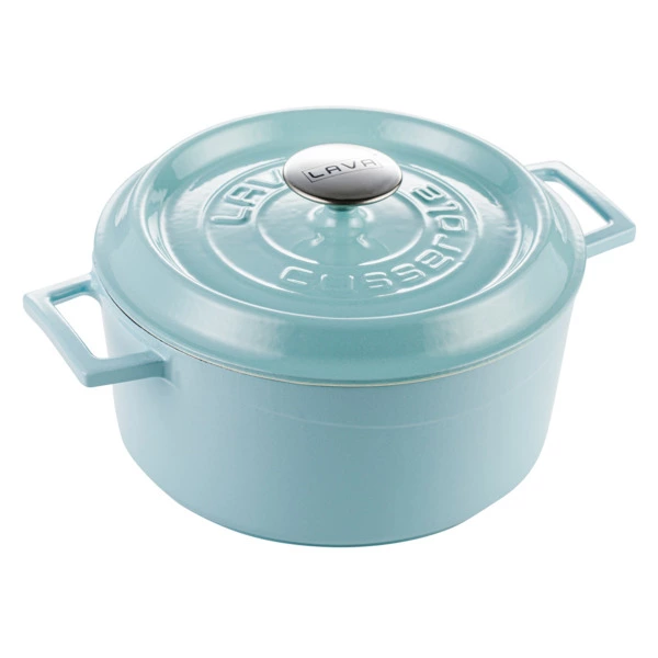 Кастрюля с крышкой LAVA d24 см, 4,5 л, чугун, бирюзовая