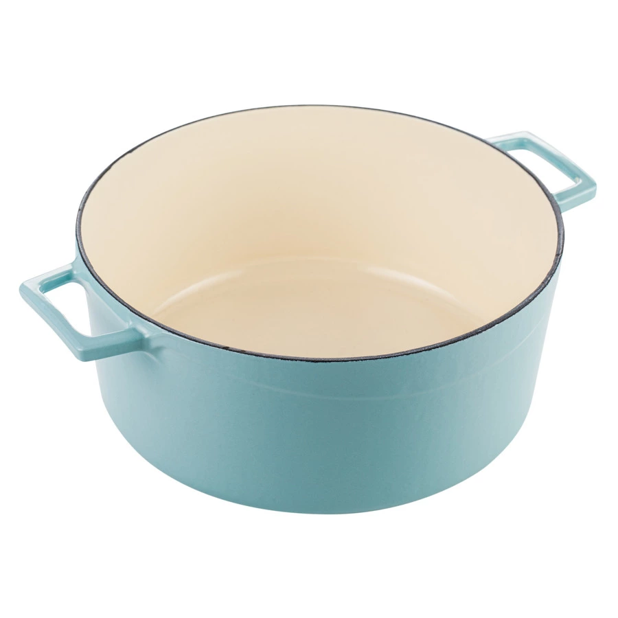 Кастрюля с крышкой LAVA d28 см, 6,7 л, чугун, бирюзовая