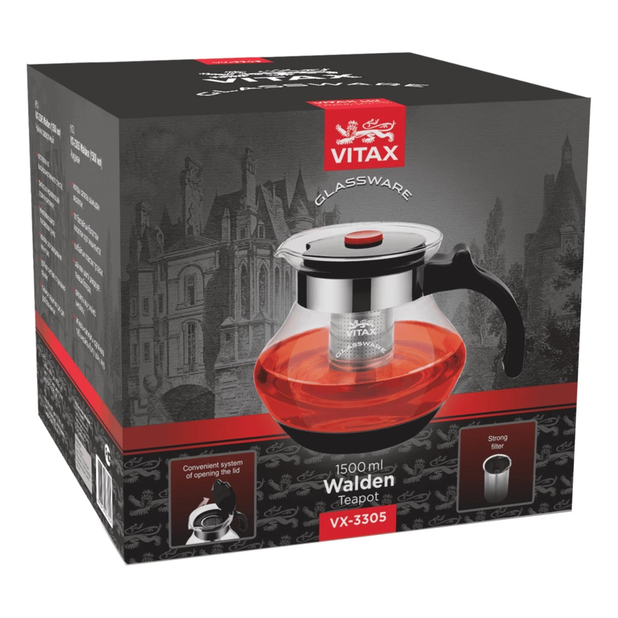 Чайник заварочный Vitax Walden 1,5 л, стекло