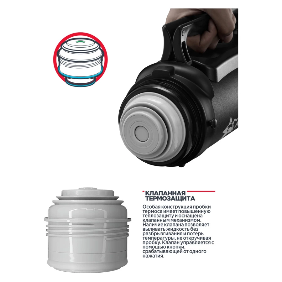 Термос Vitax Active Prime in travel 1,8 л, сталь нержавеющая