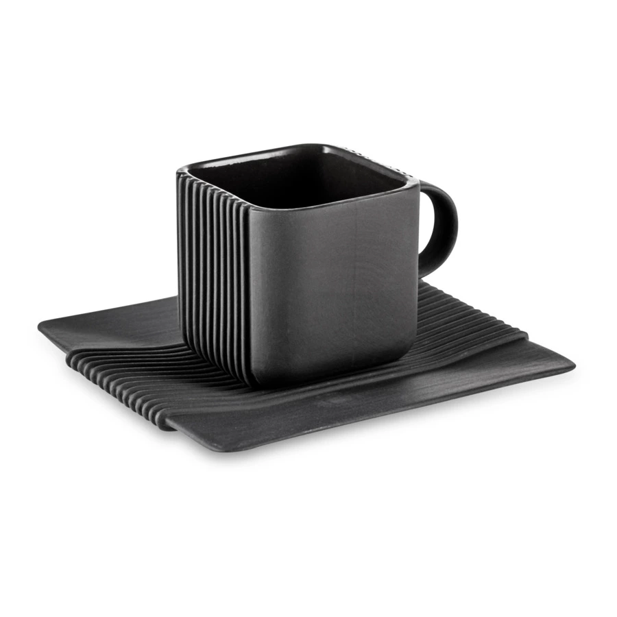 Чашка кофейная с блюдцем Cmielow System 100 мл, фарфор твердый, черный матовый