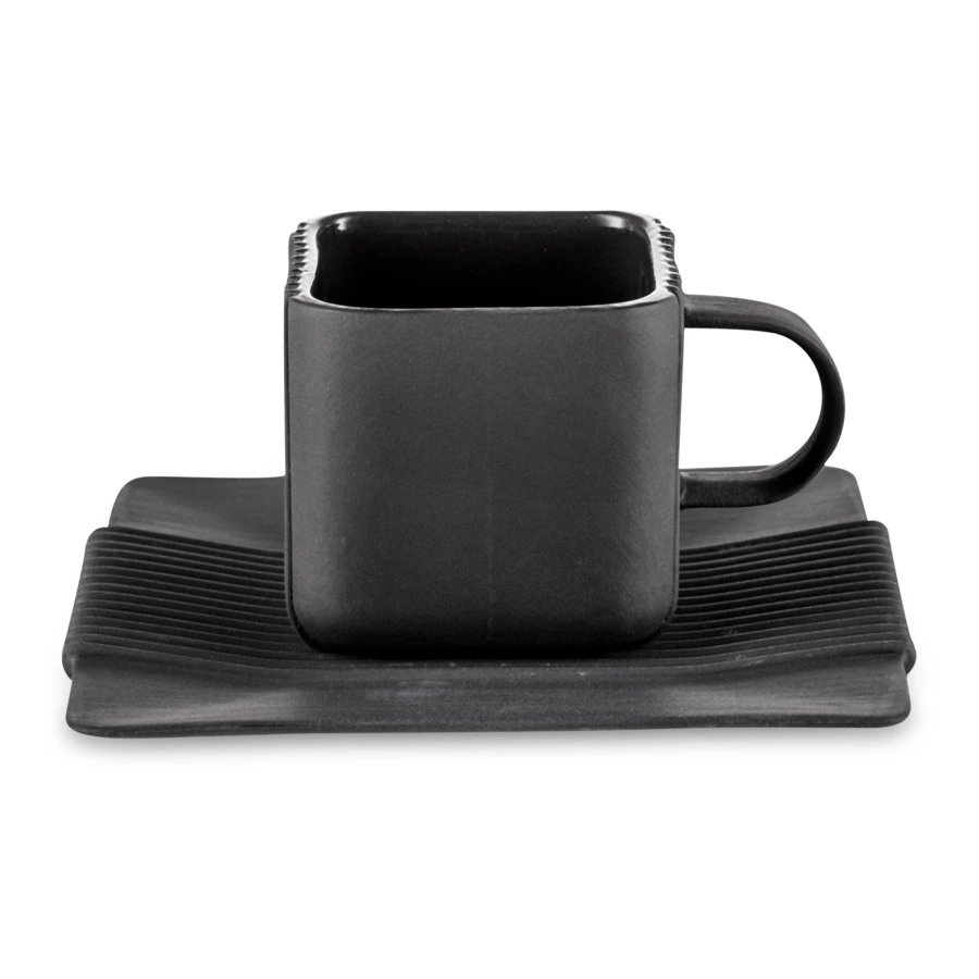 Чашка кофейная с блюдцем Cmielow System 100 мл, фарфор твердый, черный матовый