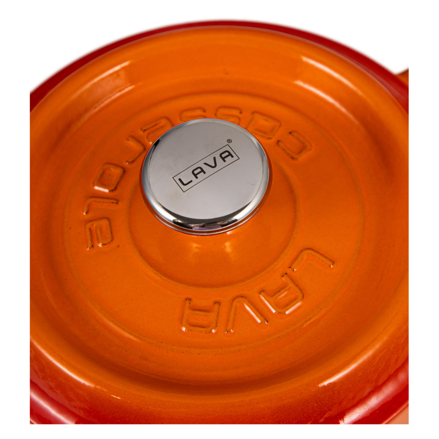 Ковш с крышкой LAVA d16 см, 1,3 л, чугунный, оранжевый