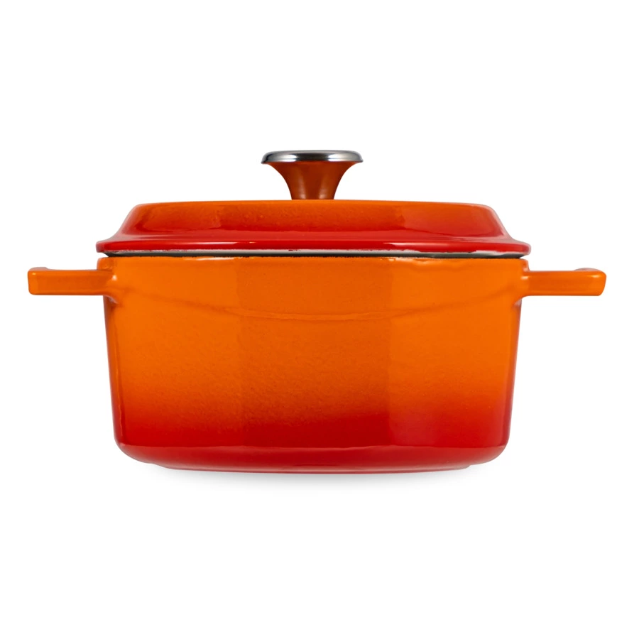 Кастрюля с крышкой LAVA d16 см, 1,3 л, чугун, оранжевая