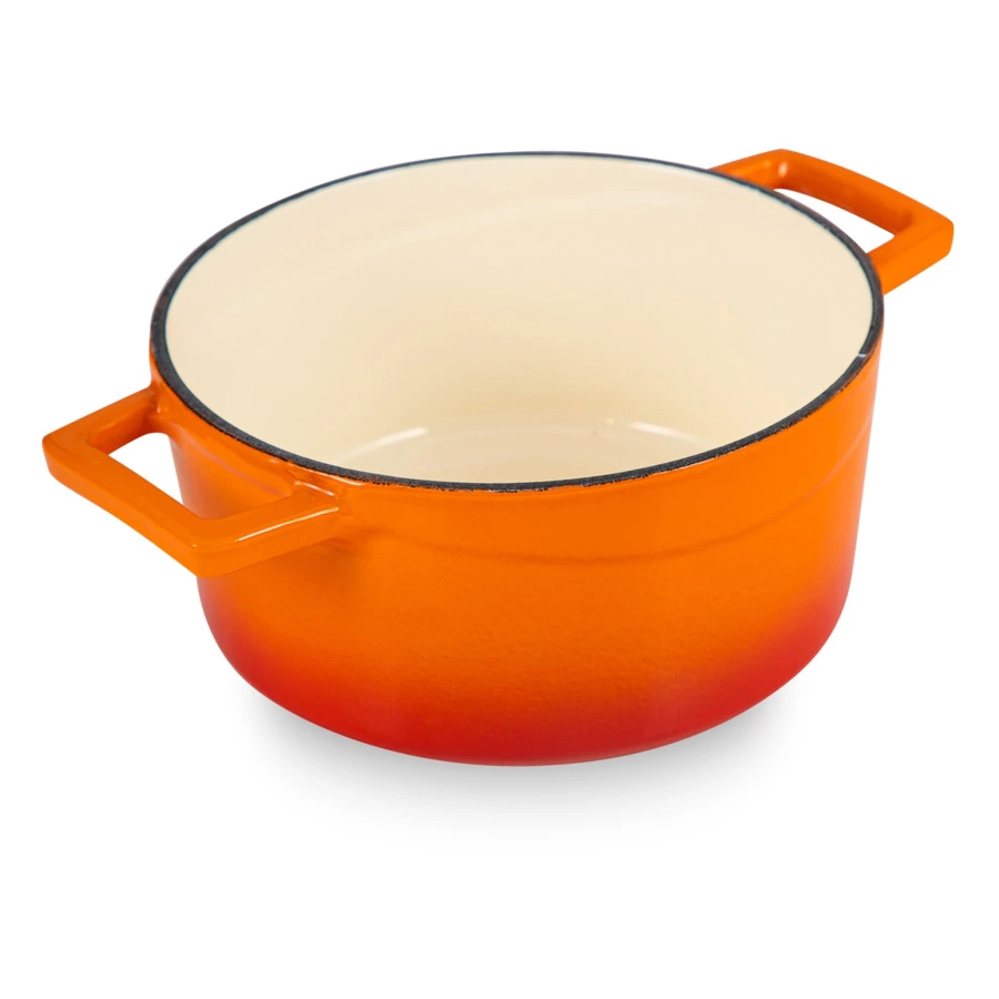 Кастрюля с крышкой LAVA d16 см, 1,3 л, чугун, оранжевая