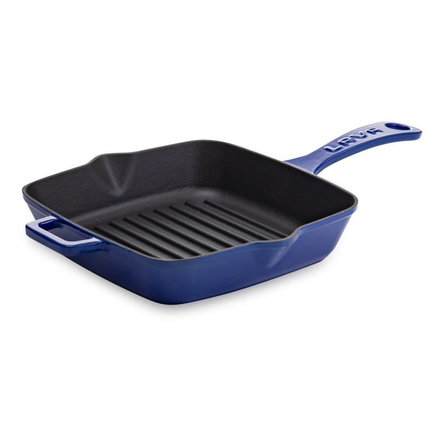 Сковорода-гриль квадратная LAVA 20 см, 1 л, чугун, синяя