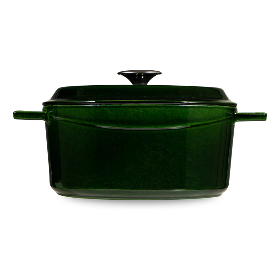 Кастрюля с крышкой LAVA Premium d24 см, 4,5 л, чугун, зеленая