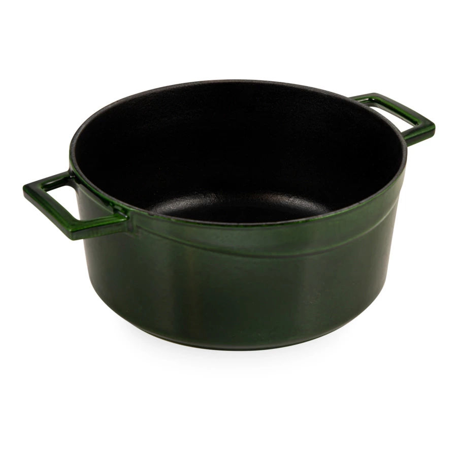 Кастрюля с крышкой LAVA Premium d24 см, 4,5 л, чугун, зеленая