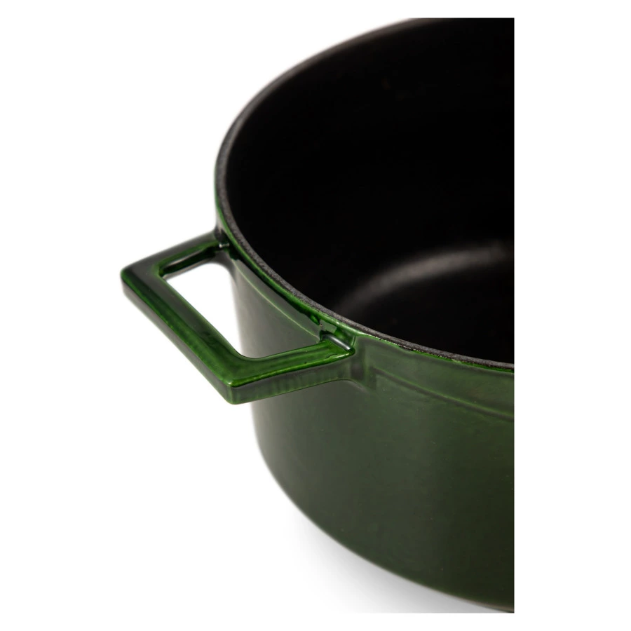 Кастрюля с крышкой LAVA Premium d24 см, 4,5 л, чугун, зеленая