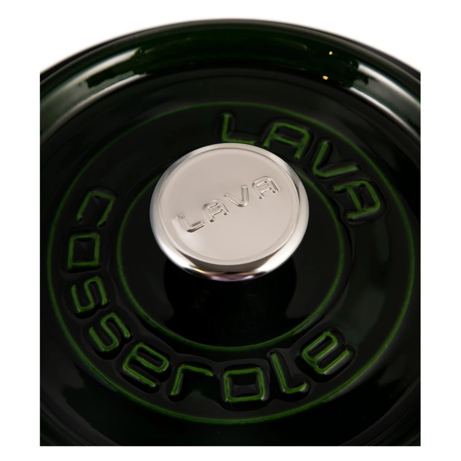 Кастрюля с крышкой LAVA Premium d24 см, 4,5 л, чугун, зеленая