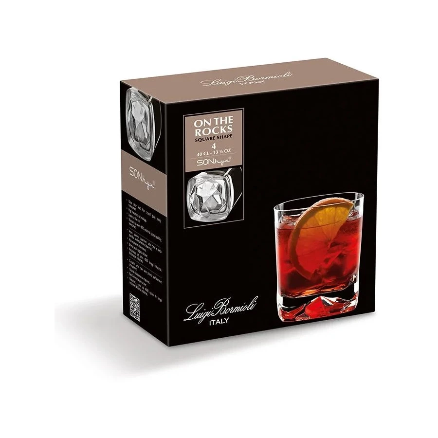 Набор стаканов для виски Luigi Bormioli Со льдом 400 мл, 4 шт, стекло хрустальное