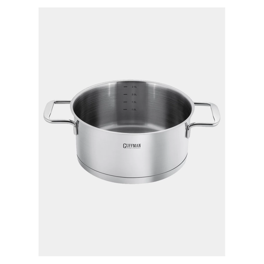 Кастрюля Guffman Viva с крышкой и металлическими ручками d20 см, 2,8 л, сталь нержавеющая