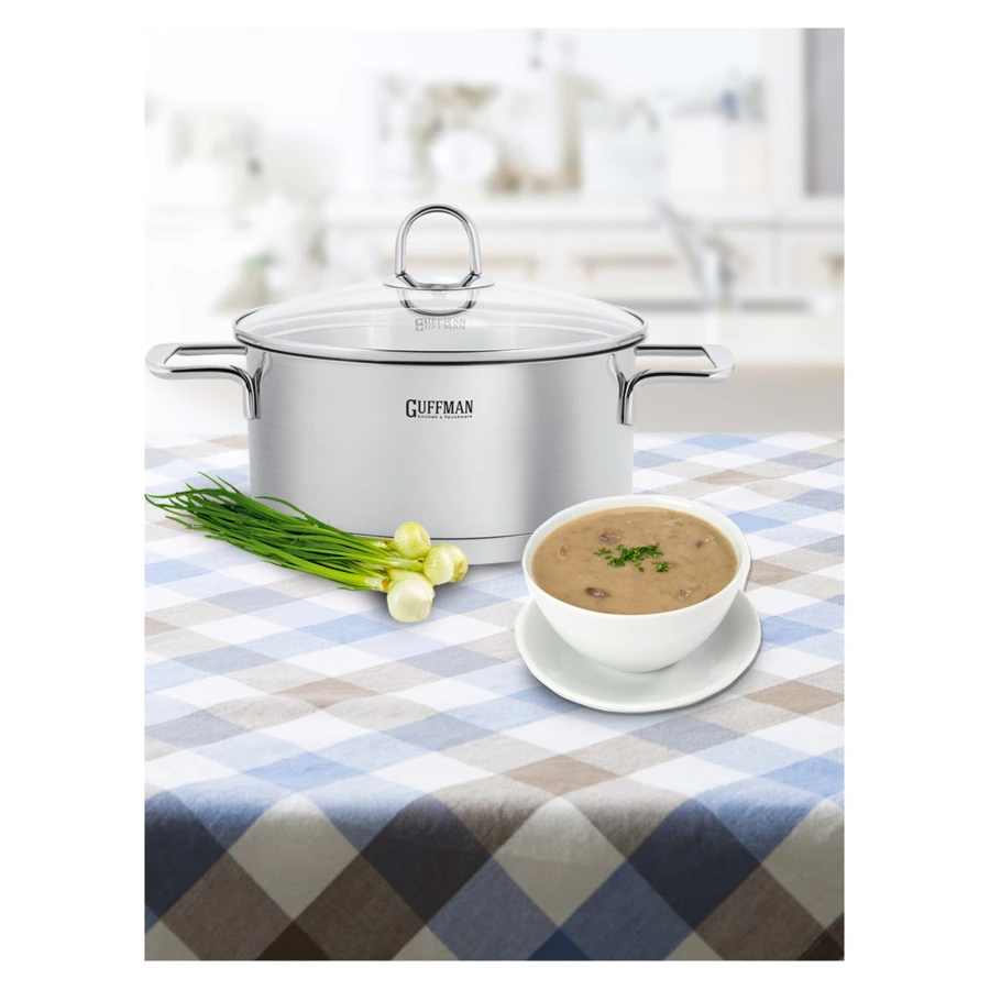 Кастрюля Guffman Viva с крышкой и металлическими ручками d20 см, 2,8 л, сталь нержавеющая