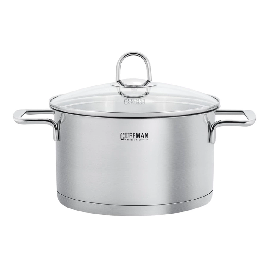 Кастрюля Guffman Viva с крышкой и металлическими ручками d22 см, 4,2 л, сталь нержавеющая