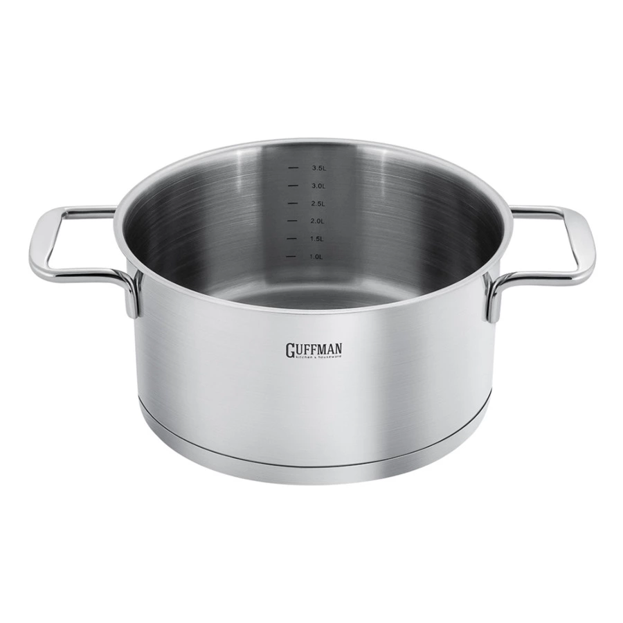 Кастрюля Guffman Viva с крышкой и металлическими ручками d22 см, 4,2 л, сталь нержавеющая