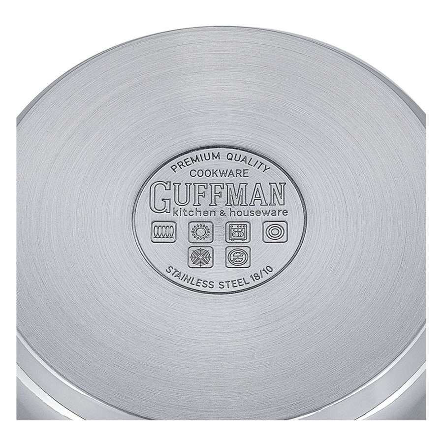 Кастрюля Guffman Viva с крышкой и металлическими ручками d22 см, 4,2 л, сталь нержавеющая