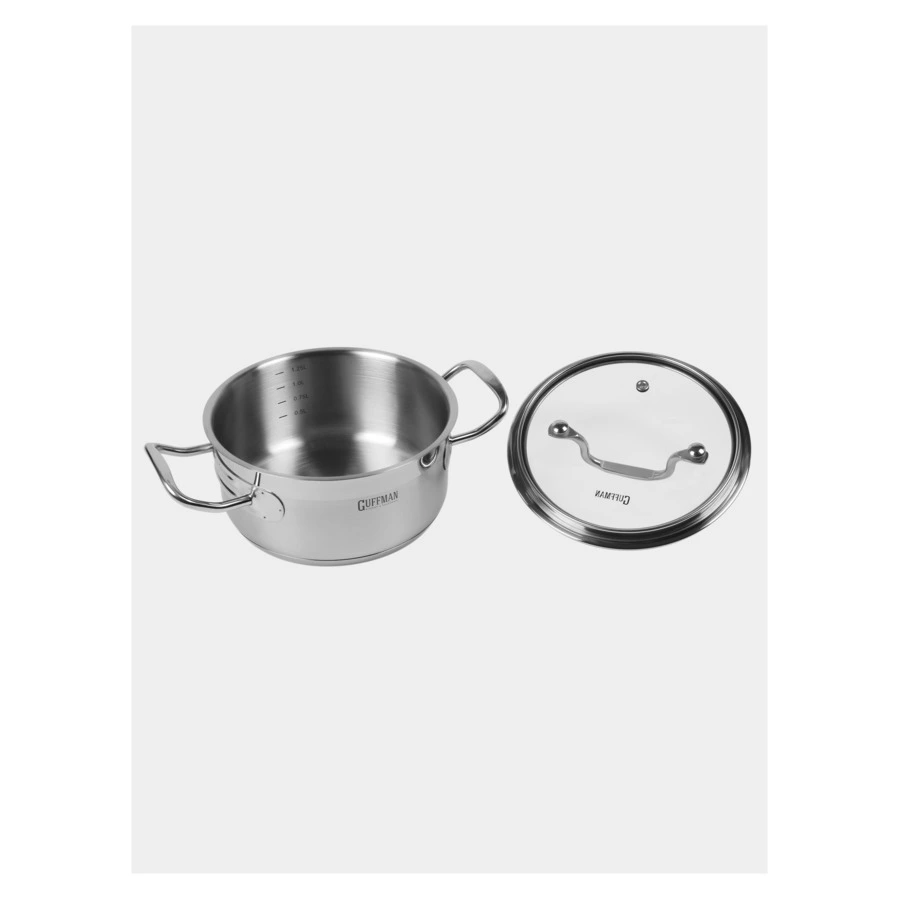 Кастрюля Guffman Jolie с крышкой и металлическими ручками d16 см, 1,3 л, сталь нержавеющая