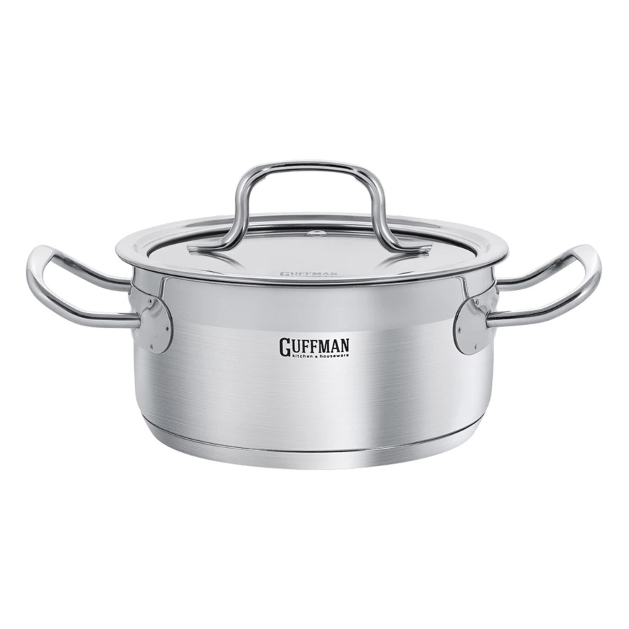 Кастрюля Guffman Jolie с крышкой и металлическими ручками d18 см, 1,8 л, сталь нержавеющая