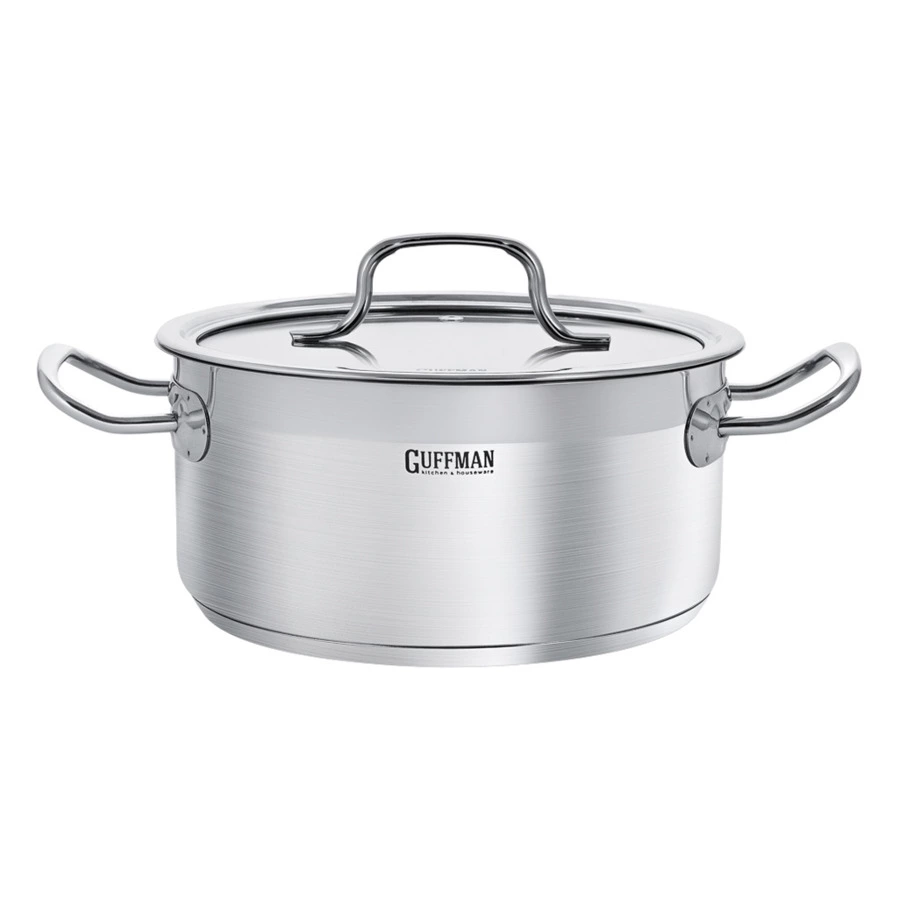 Кастрюля Guffman Jolie с крышкой и металлическими ручками d22 см, 4,2 л, сталь нержавеющая