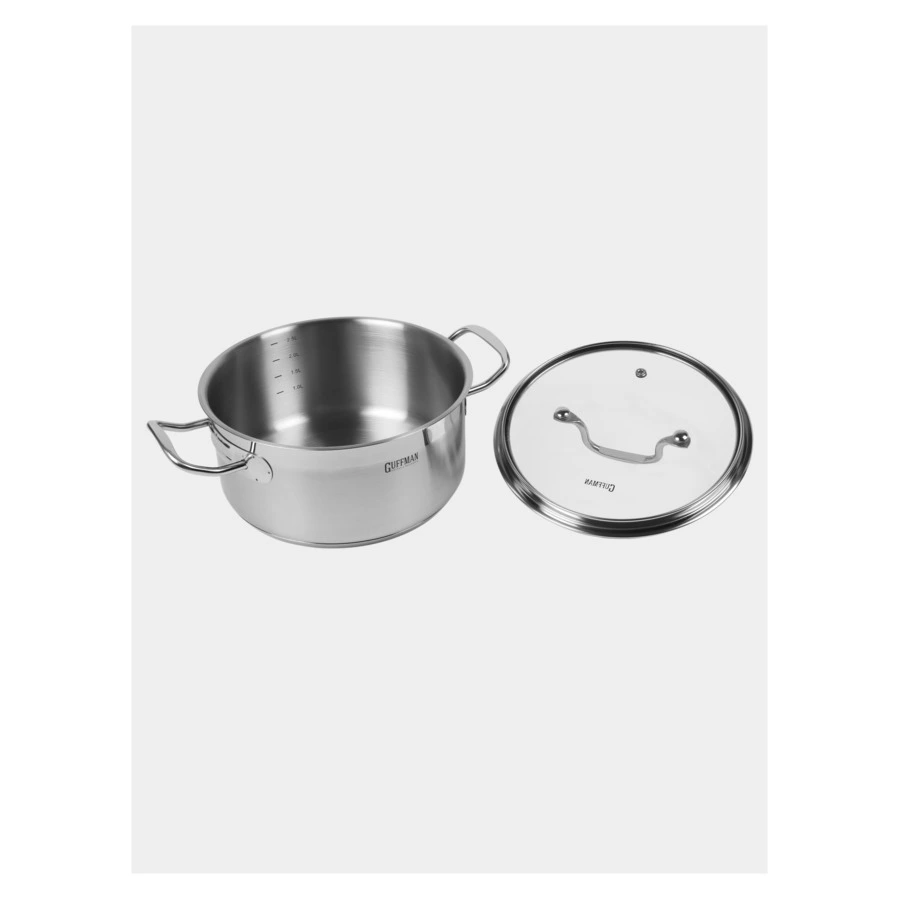 Кастрюля Guffman Jolie с крышкой и металлическими ручками d24 см, 5,8 л, сталь нержавеющая