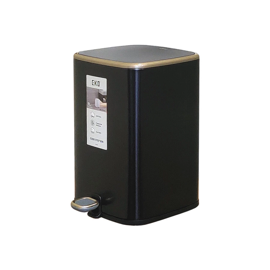 Ведро для мусора сенсорное EKO Cubo 9 л, сталь нержавеющая, матовый черный