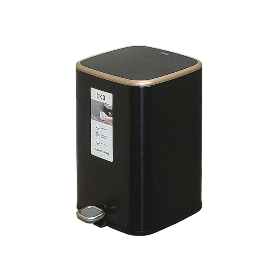 Ведро для мусора сенсорное EKO Cubo 9 л, сталь нержавеющая, матовый черный