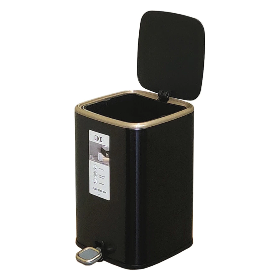 Ведро для мусора сенсорное EKO Cubo 9 л, сталь нержавеющая, матовый черный
