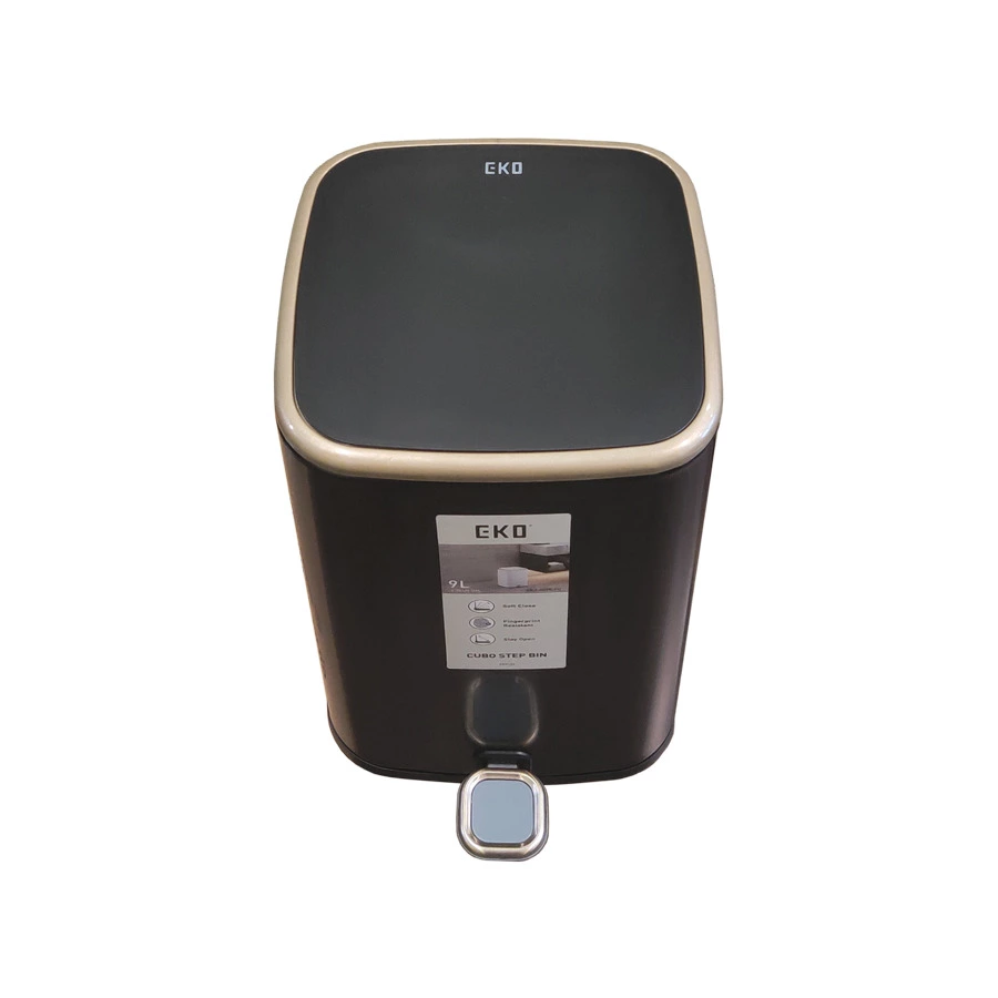 Ведро для мусора сенсорное EKO Cubo 9 л, сталь нержавеющая, матовый черный