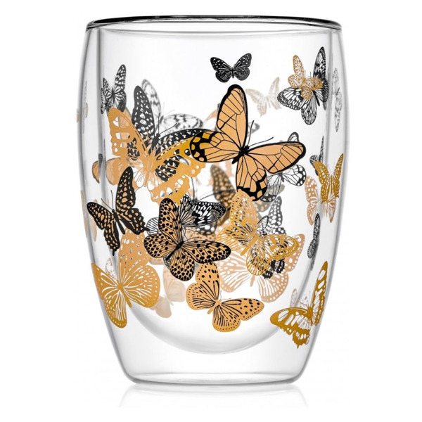 Термобокал с рисунком Walmer Butterfly 350 мл, стекло термостойкое, п/к