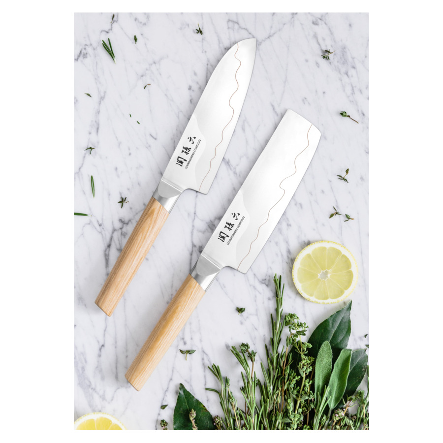 Нож овощной KAI Магороку Композит 9 см, два сорта стали, ручка светлое дерево