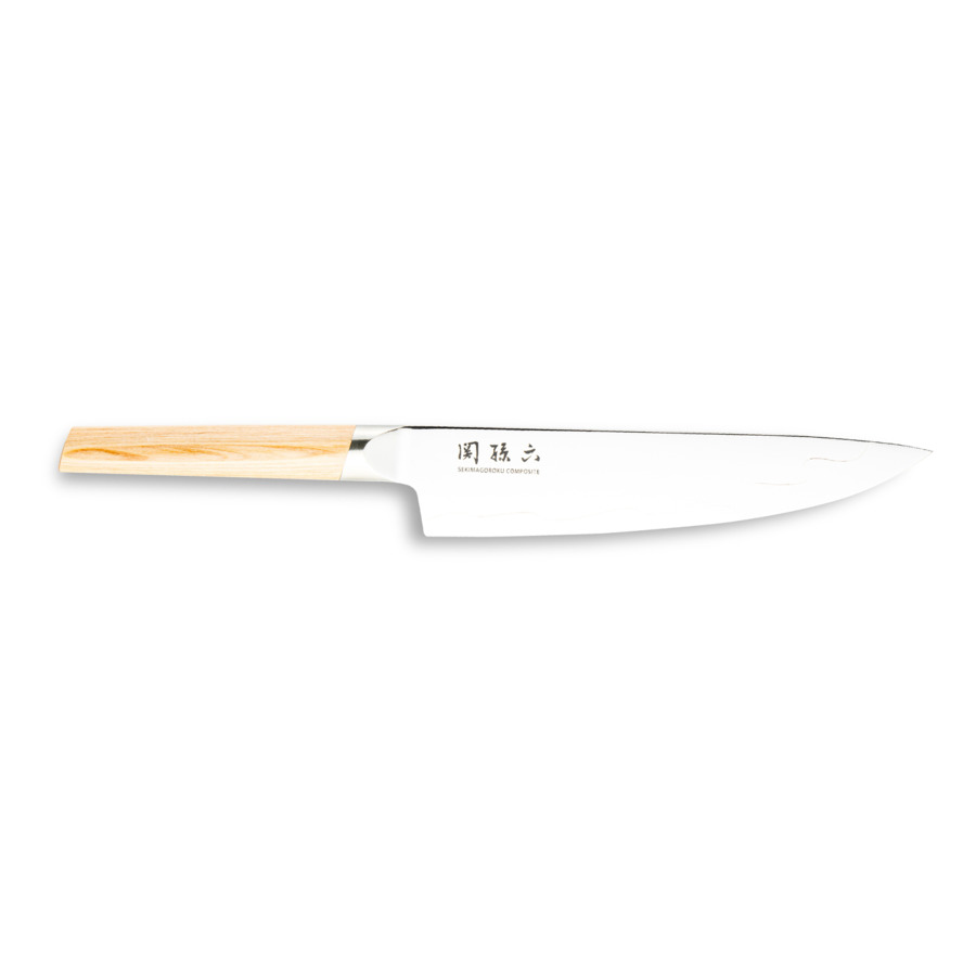 Нож поварской Шеф KAI Магороку Композит 20 см, два сорта стали, ручка светлое дерево нож поварской шеф kai шан премьер 20 см ручка дерева пакка