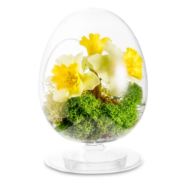 Нарциссы из холодного фарфора в стеклянном флорариуме