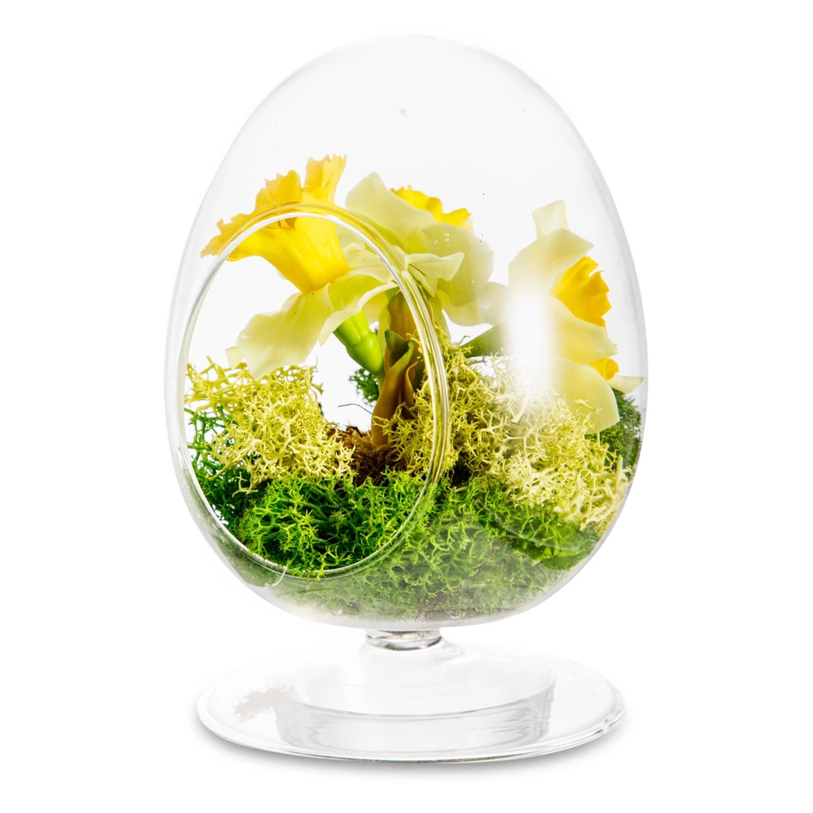 Нарциссы из холодного фарфора в стеклянном флорариуме