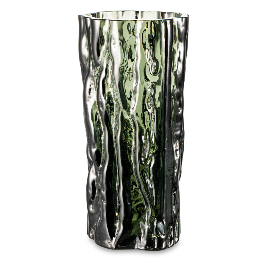 ваза для цветов гхз майская 30 4 см хрусталь бирюзовый Ваза для цветов ГХЗ Кора 20 см, хрусталь, графитовый