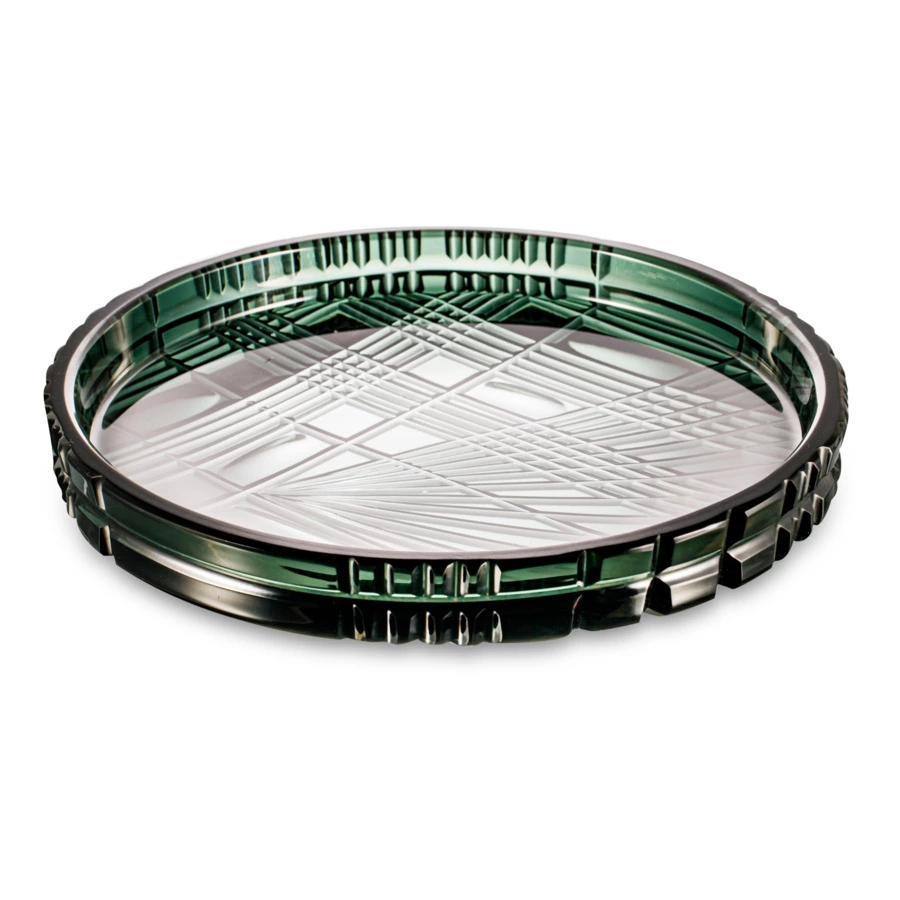 Поднос ГХЗ Царский 30 см, хрусталь, графитовый