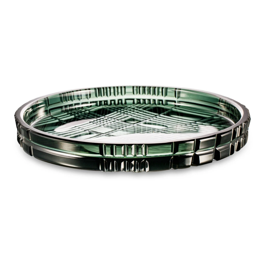 Поднос ГХЗ Царский 30 см, хрусталь, графитовый