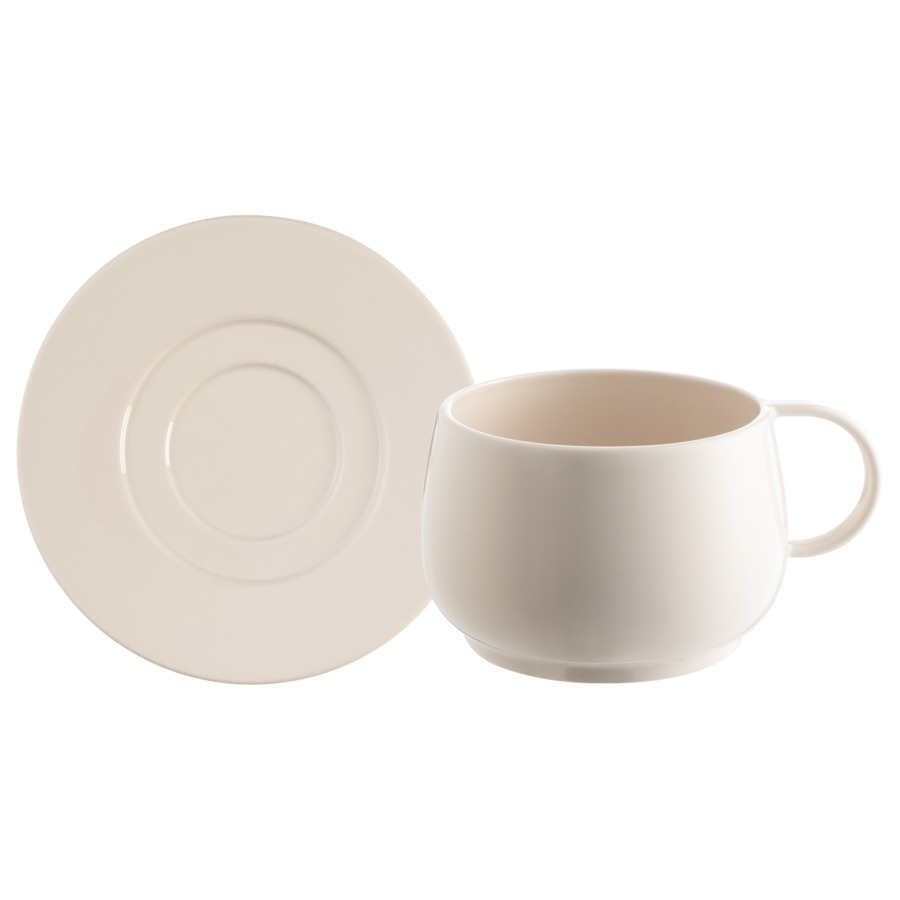 Чашка чайная с блюдцем Degrenne Cafeterie EMPILEO 390 мл, керамика, розовая degrenne empileo glass bowl