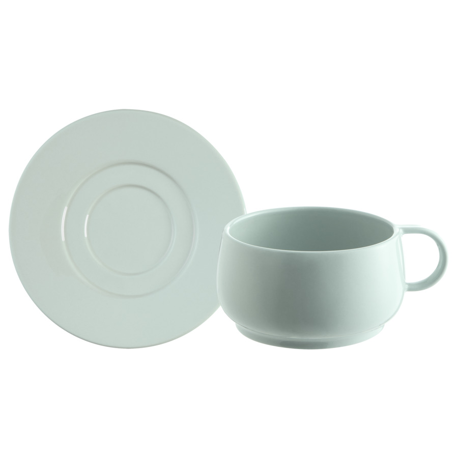 Чашка чайная с блюдцем Degrenne Cafeterie EMPILEO 250 мл, керамика, мятная блюдце degrenne empileo 15 см