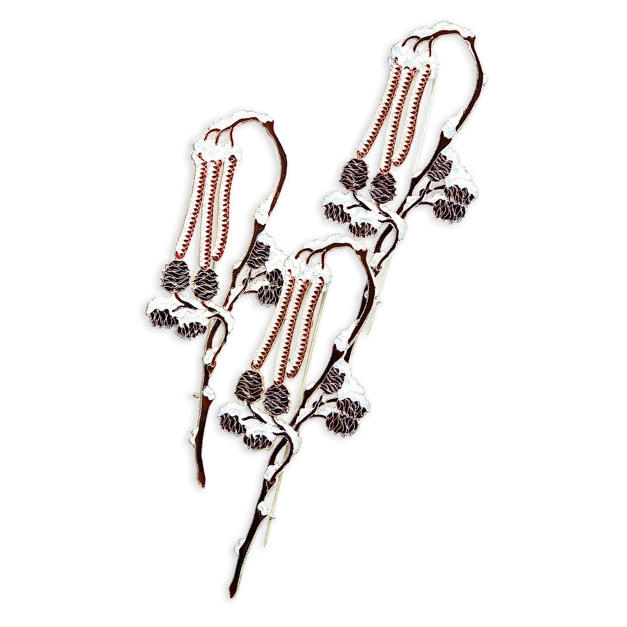 Брошь Русские самоцветы Ольха 19,89 г, серебро 925