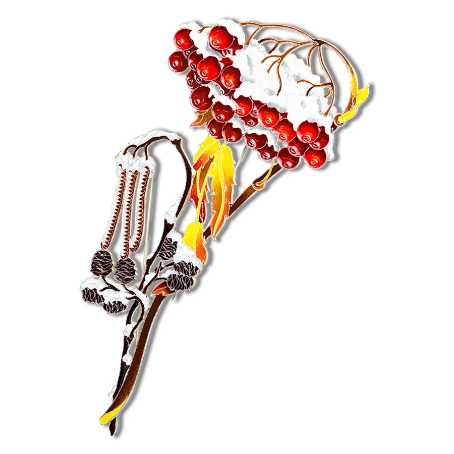 Брошь Русские самоцветы Ольха 19,89 г, серебро 925