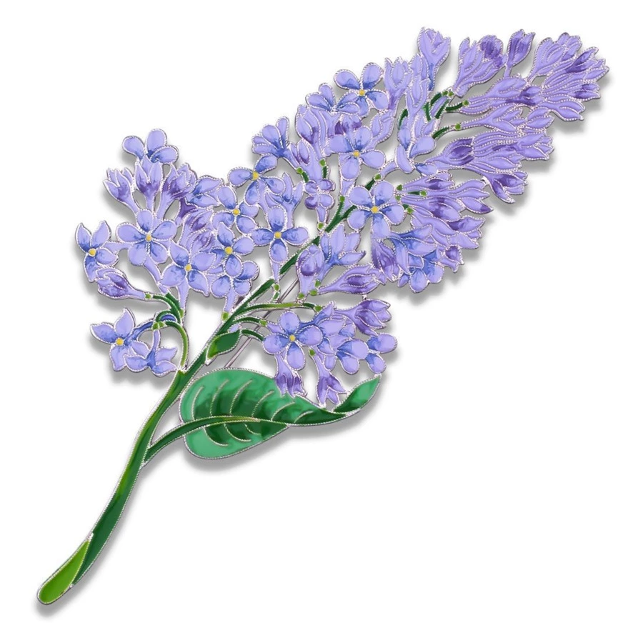 Брошь Русские самоцветы Сирень 41,44 г, серебро 925