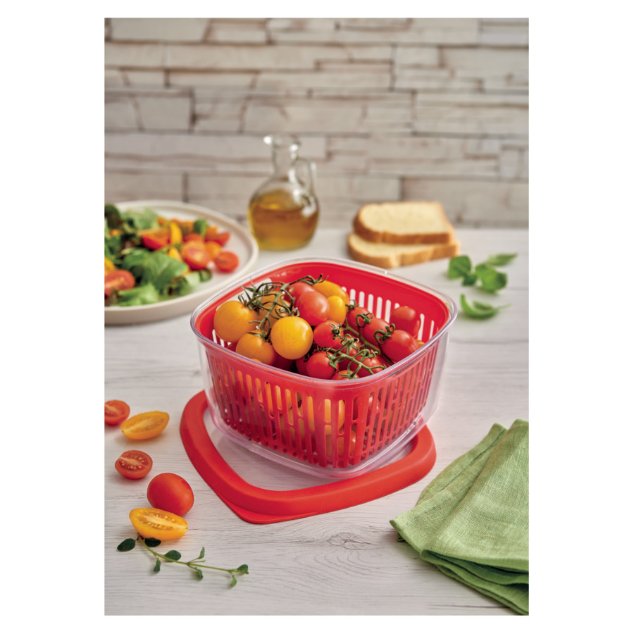 Контейнер для хранения овощей и фруктов со съемной корзиной SNIPS 1,5 л, красный, пластик