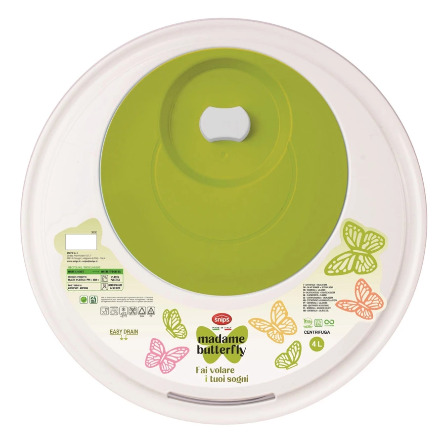 Сушка для зелени SNIPS Madame Butterfly 4 л, 27х15 см, пластик, зеленая