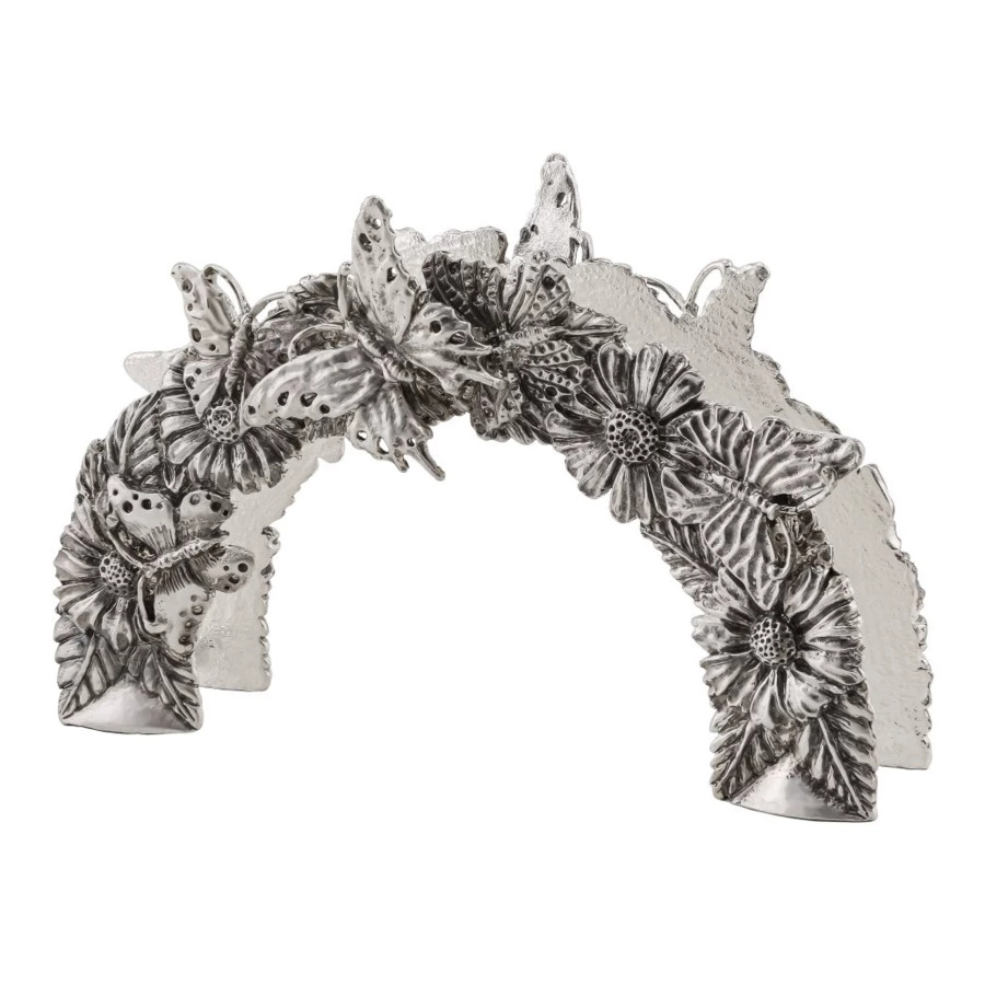 Салфетница Кольчугинский мельхиор Бабочка 20х7 см, латунь, посеребрение с чернением