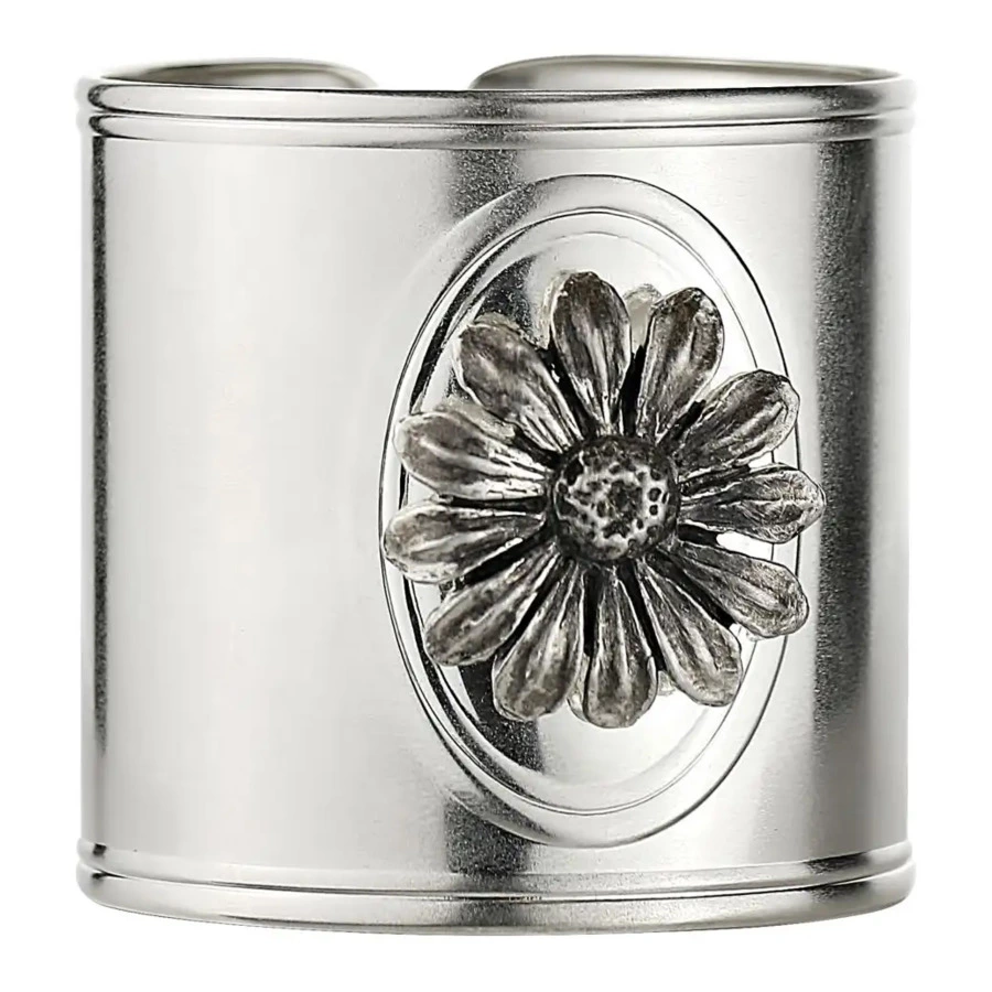 Набор колец для салфеток в футляре Кольчугинский мельхиор Летний сад Ромашка 4 см, 6 шт, медь