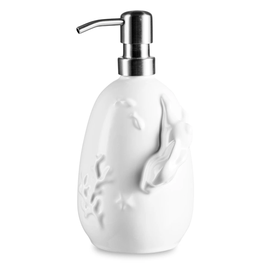 Дозатор для жидкого мыла Claystreet Кролики - чистюли Ныряльщица 670 мл, фарфор, белый