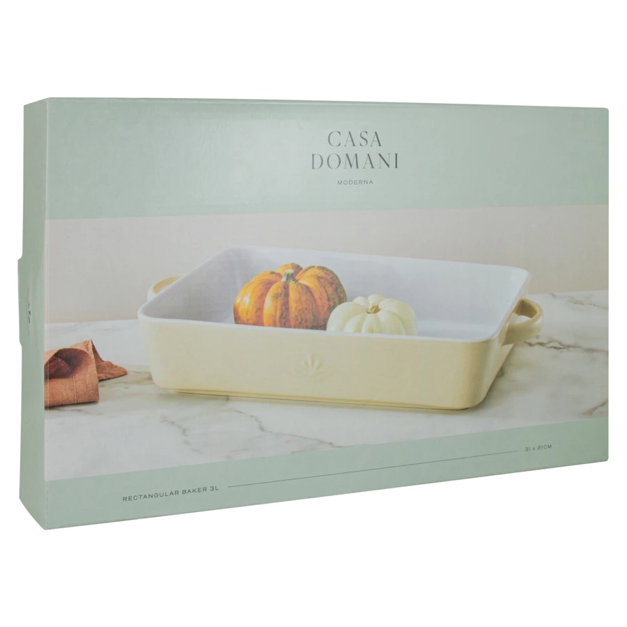 Блюдо прямоугольное Casa Domani Moderna 31х21 см, керамика, кремовый, п/к