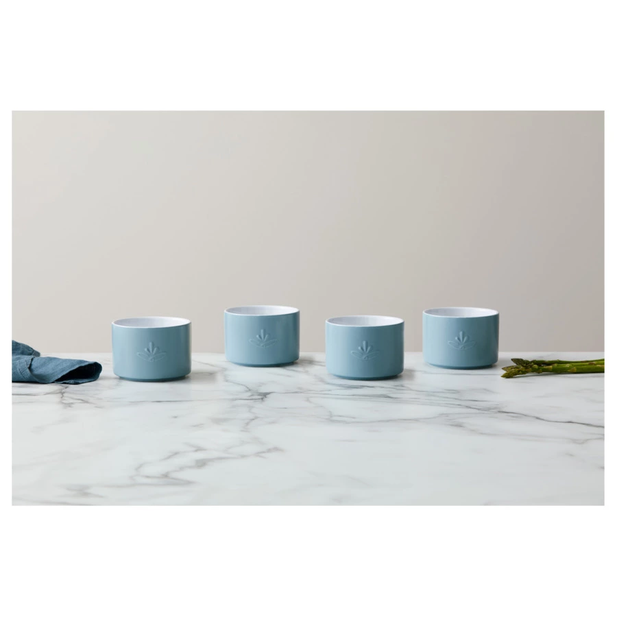 Набор форм для запекания Casa Domani Moderna 10 см, 4 шт, керамика, серо-голубой, п/к