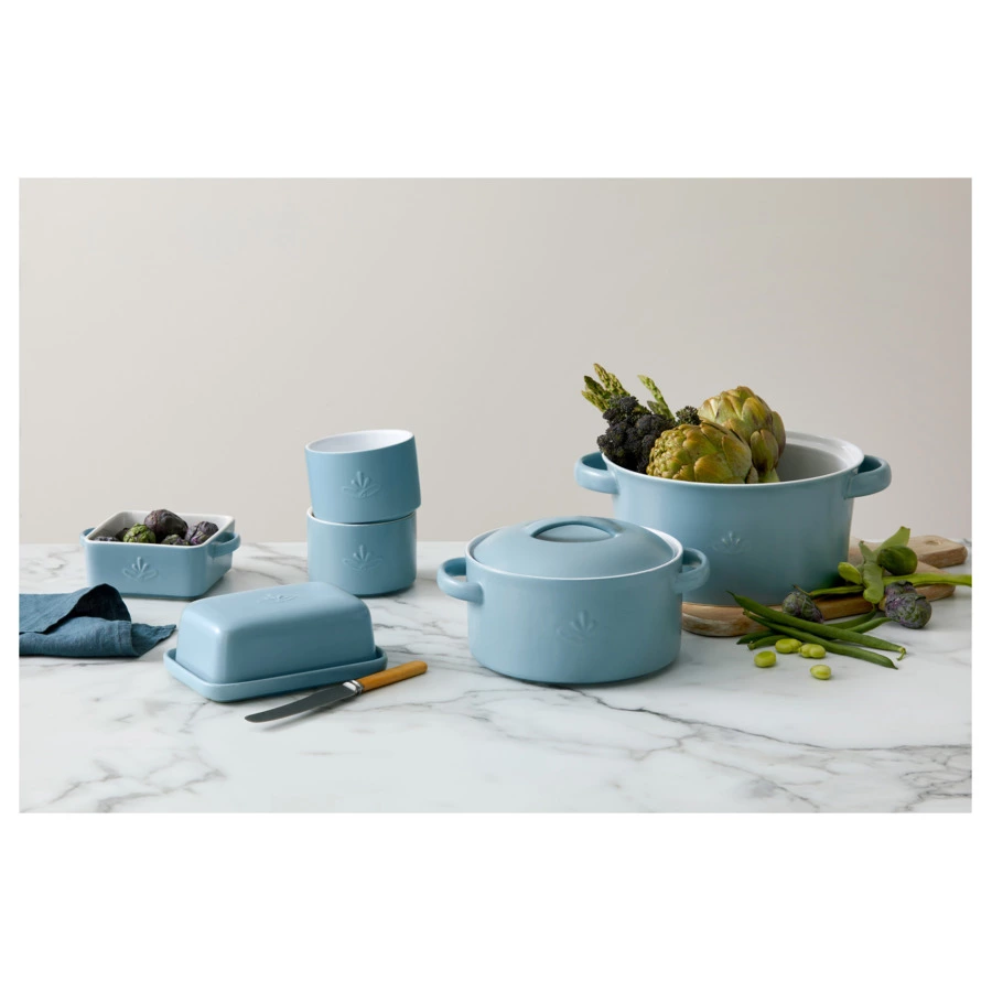 Набор форм для запекания Casa Domani Moderna 10 см, 4 шт, керамика, серо-голубой, п/к