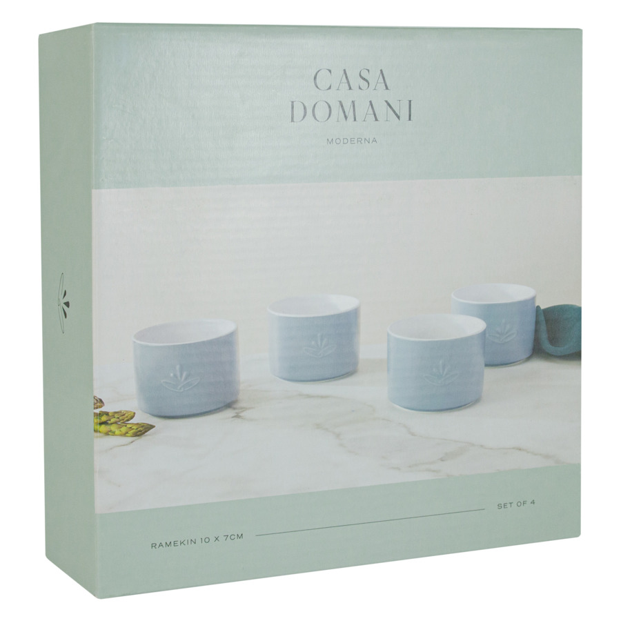 Набор форм для запекания Casa Domani Moderna 10 см, 4 шт, керамика, серо-голубой, п/к